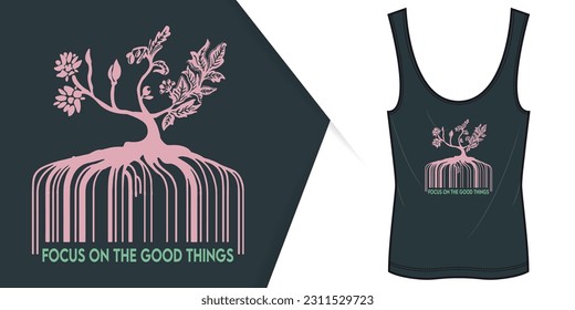 floral patterns t-shirt design. Slogan and floral design template for t-shirt print.