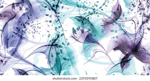 Floral patterns vector type. Hand Drawn watercolor designs with leaf and flower shapes in summer concepts for fashion style, fabric, textile, and prints. Seamless background