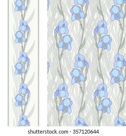 Floral pattern.Vector background with iris flowers.