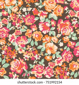 floral patternVector illustration of a beautiful floral bouquet. Ditsy floral background. Liberty style. fabric, covers, manufacturing, wallpapers, print, gift wrap.