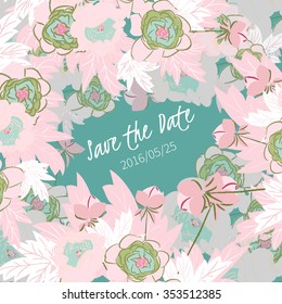 Floral  Peony retro vintage background, vector illustration