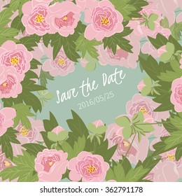 Floral  Peony retro vintage background, vector illustration