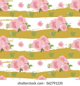 Floral peony retro vintage background, vector illustration