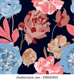 floral peony seamless pattern
