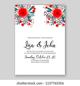 Floral per peony rose poppy wedding invitation printable template card vector flower wreath for bridal shower invitation baby shower party anniversary