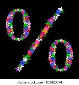 Floral percent for using in web and print design. Vector illustration.