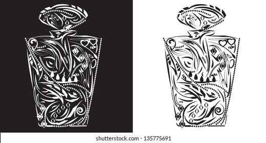 floral Perfume bottle in white and black colors
