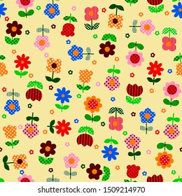 floral pictures with seamless patterns, vector illustrations, suitable for printing designs