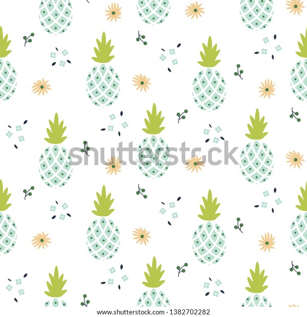 Download Floral Pineapple Light Blue Seamless Vector Stock Vector ...