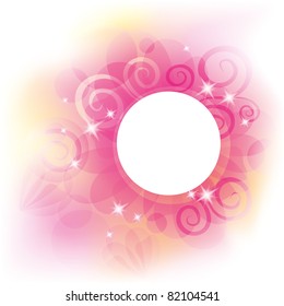 floral pink abstract background with white stars