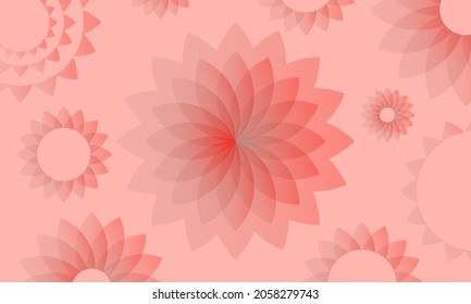 Fondo floral rosa. Cartel con flores de gradiente. Postal. Vector.