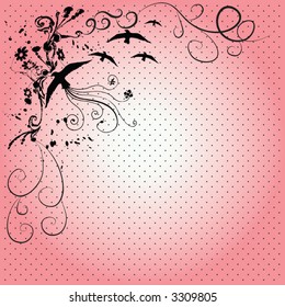 floral pink background retro