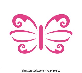 floral pink color butterfly wing illustration retro vintage classic decorative accessories jewelry logo design idea