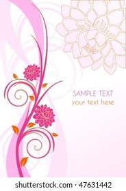 Floral pink cover with flowers and place for text,  raster version also available in my portfolio