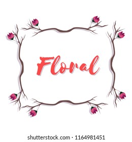 Floral Pink Flower Branch Design White Background Vector Image
