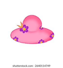 Floral Pink Gardening Hat with purple flowers 
