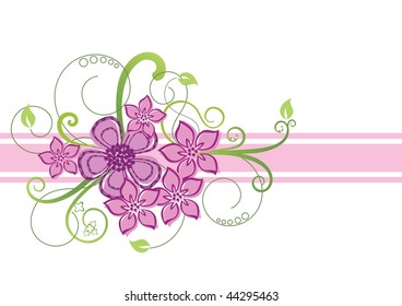 Floral pink and green border design