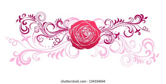 Floral pink floral ornament with rose.