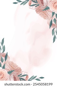 Floral pink roses background design, ideal for invitations, cards, and decorations.