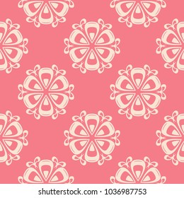 Floral pink seamless pattern. Background with fower elements for wallpapers
