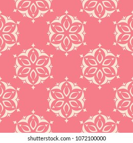 Floral pink seamless pattern. Background with fower elements for wallpapers.