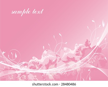 floral pink vector background with copy space