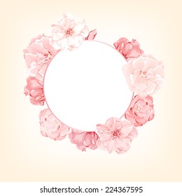  Floral pink vector frame