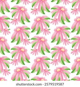 Floral Pink Watercolor Pattern Background