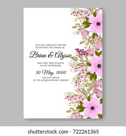 Floral pink wedding invitation card template