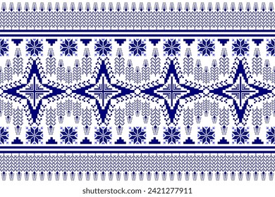 Floral pixel art pattern on white background.geometric ethnic oriental embroidery vector illustration.pixel style,abstract background,cross stitch.design for texture,fabric,cloth,scarf