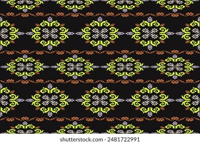 Floral pixel art pattern.Vector seamless pixel art.pixel style,abstract background,cross stitch.design for texture,fabric,cloth,scarf,decoration