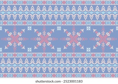 Floral pixel art pattern.Vector seamless pixel art.pixel style,abstract background,cross stitch.design for texture,fabric,cloth,scarf,decoration, Abstract ethnic aztec geometric pattern