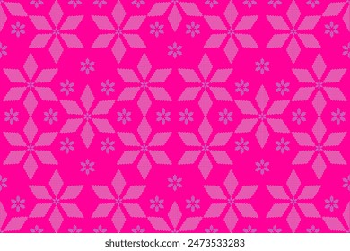 Floral Pixel Art Seamless Pattern, pink background for 
curtains carpet, flower embroidery pixel art,cross stitch native pattern Texture Textile Fabric print abstract background home décor wallpaper