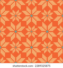 floral pixel shape abstract seamless pattern,Vector pattern, great for fabric design, wallpaper, wrapping, and packaging.