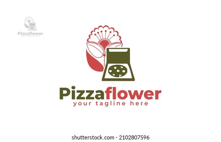 Floral pizza logo design. vector