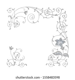 Floral plant pattern, greeting, invitation or wedding card template, embroidery