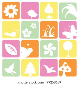 floral and plants icons for floral, nature and others as templates or buttons