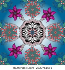 Floral pleasant seamless pattern. vector flower print. Vintage outline illustration. vector Tender fabric pattern. Mandala.