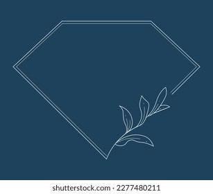 Estilo floral y polígono dibujado a mano. Marina floral y marco blanco de ramas de hojas y flores. Marcos para el Día de San Valentín, decoración de bodas, logotipo y plantilla de identidad.