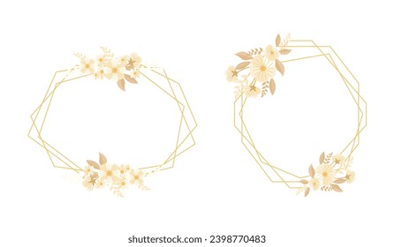 Floral polygonal frames set collection