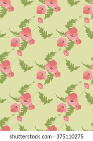 Floral poppy retro vintage background, vector illustration