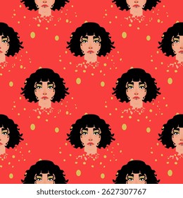 Floral Portrait of a Dark-Haired Beauty