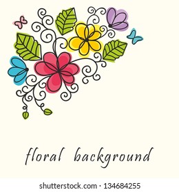 Floral postcard. Bouquet of beautiful flowers.