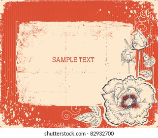 Floral postcard with chocolate sweets .Vector vintage background