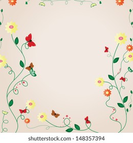 Floral postcard in warm colors of summer