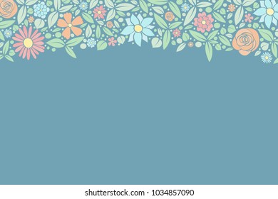 Floral poster with copyspace - design of a background with hand drawn flowers. Mother's Day, Woman's Day and Valentine's Day. Vector.