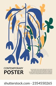 Floral Poster Design Trendy Matisse Style. Botanical Poster Design. Vector illustration 