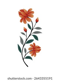 floral poster for home decoration. Flat botanical illustration, Hand Drawn Spring Flowers Vector Collection, Spring and Summer Flower Decorations