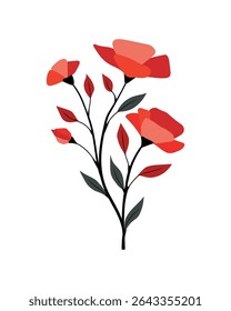 floral poster for home decoration. Flat botanical illustration, Hand Drawn Spring Flowers Vector Collection, Spring and Summer Flower Decorations