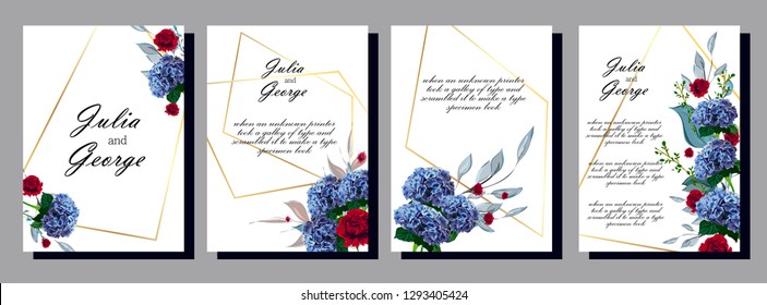 Floral poster, invite. Vector decorative greeting card or invitation design background. Set of cards with flower dew, leaves. The concept of wedding ornament.